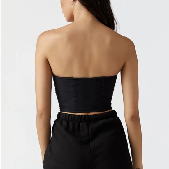 JOAH BROWN Bustier Tube Top in Sueded Black S/M - Picture 2 of 4